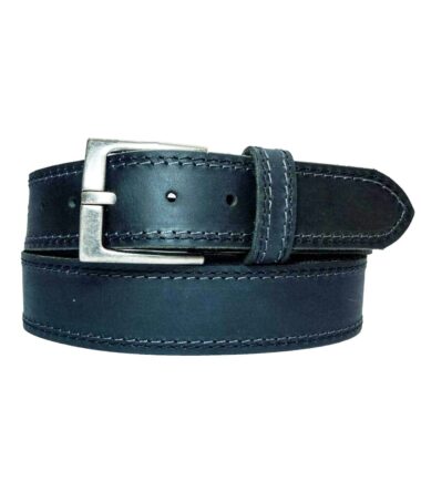 חגורת עור שחורה עם תפר כםול