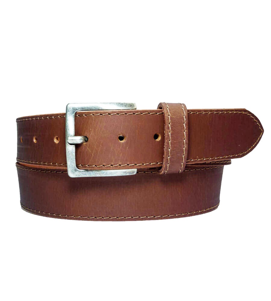Brown leather belt with stitches | Jeans Belts | $42,45 $33,96