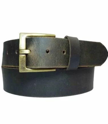 scratched brown leather belt