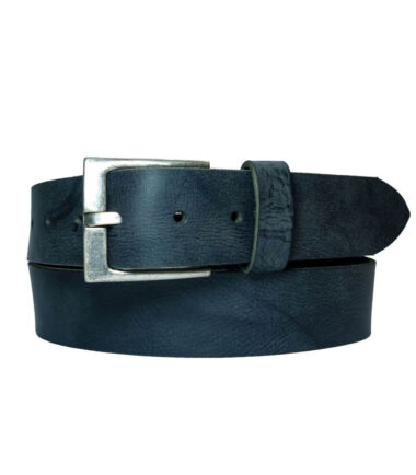 black leather belt covered with grey powder