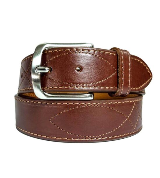 Gun leather belt with ornament