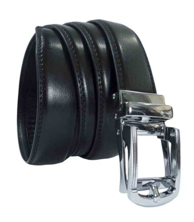 Black clutch belt with automatic buckle