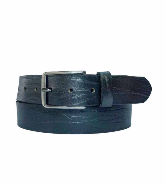 Black matte leather belt with texture
