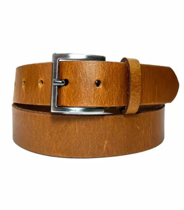 Camel matte dress leather belt