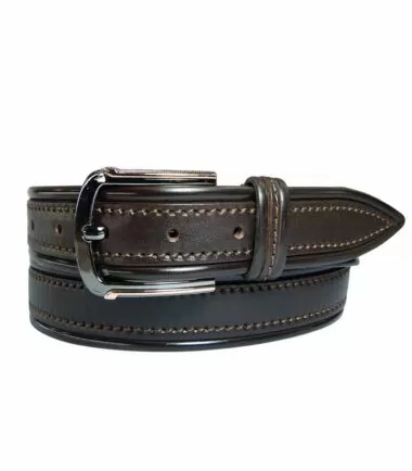 Classic elegant leather belt with stitches