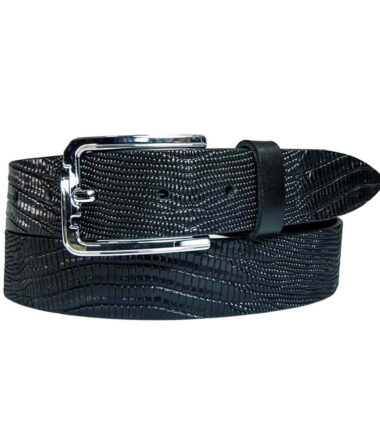 Lizard textured leather belt