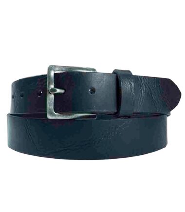 Black  textured leather belt with vintage buckle