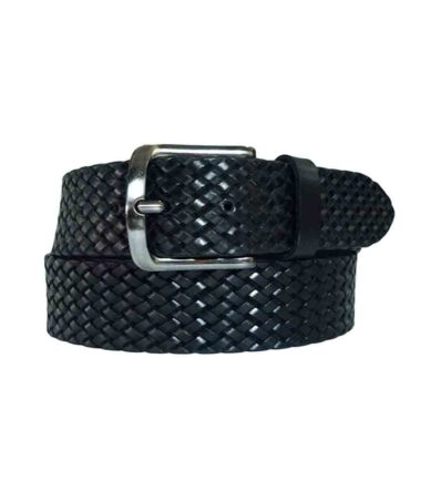Italian woven leather belt 4 cm
