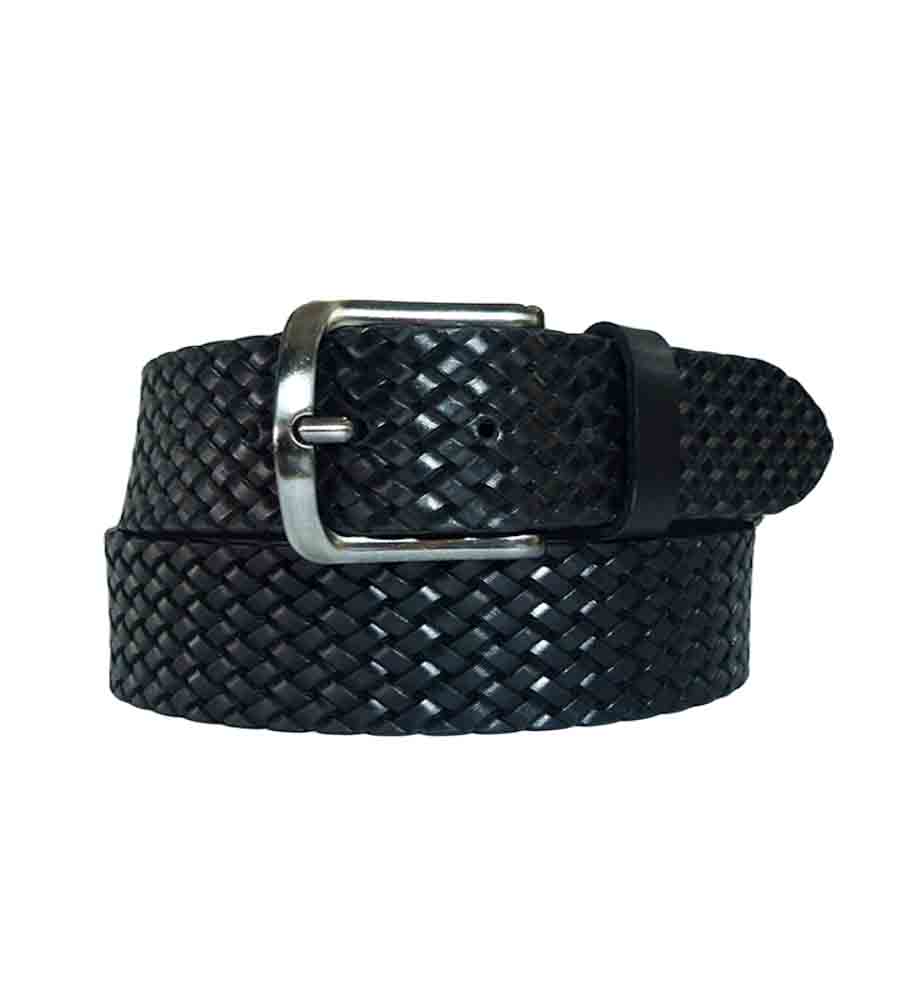 Italian woven black leather belt 4 cm | Italian Jeans Belts | $44,70 $35,76