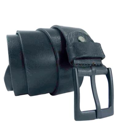 Black matte leather belt with black buckle