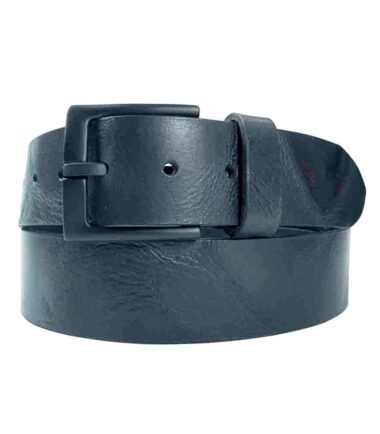 Black matte leather belt with black buckle